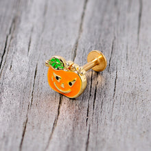 Load image into Gallery viewer, 16G 5/16 Gold Tone Pumpkin Halloween Labret Monore Tragus