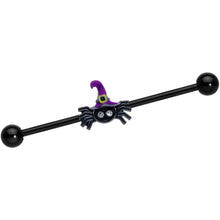 Load image into Gallery viewer, 14G Clear Gem Witchy Spider Halloween Industrial Barbell 38mm