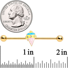 Load image into Gallery viewer, 14G Clear Gem Gold Tone Ice Cream Cone Industrial Barbell 38mm