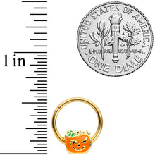 Load image into Gallery viewer, 16G 3/8 Gold Tone Pumpkin Halloween Hinged Segment Ring