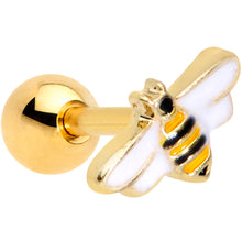 Load image into Gallery viewer, 16G 1/4 Gold Tone Black Yellow Bee Cartilage Tragus Earring