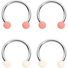 Load image into Gallery viewer, 16G 3/8 Peaches Cream Matte Horseshoe Circular Barbell Set of 4