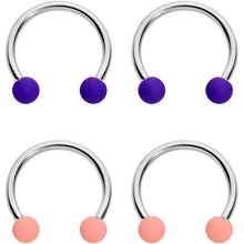 Load image into Gallery viewer, 16G 3/8 Peach Purple Matte Horseshoe Circular Barbell Set of 4