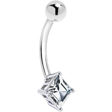 Load image into Gallery viewer, 16G Solid 14K White Gold CZ SQUARE SOLITAIRE Belly Ring