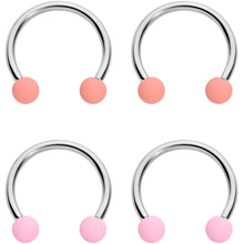 Load image into Gallery viewer, 16G 3/8 Pink Peach Matte Horseshoe Circular Barbell Set of 4