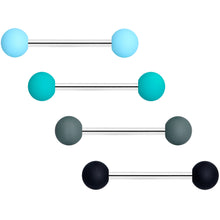 Load image into Gallery viewer, Blue Green Grey Black Matte Ball Barbell Tongue Ring Set of 4