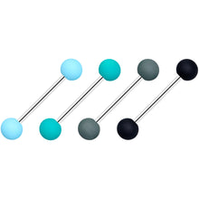 Load image into Gallery viewer, Blue Green Grey Black Matte Ball Barbell Tongue Ring Set of 4