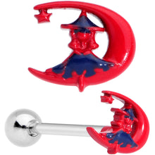 Load image into Gallery viewer, Red Blue Witch Moon Halloween Barbell Tongue Ring