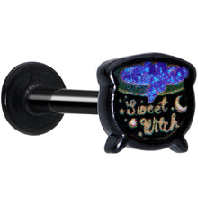 Load image into Gallery viewer, 16G 5/16 Black Sweet Witch Cauldron Halloween Labret Monroe Tragus