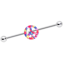 Load image into Gallery viewer, 14G Hippie Rainbow Peace Sign Industrial Barbell 38mm