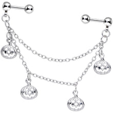 Load image into Gallery viewer, 16G 1/4 Clear Gem Pumpkin Halloween Cartilage Chain Earring