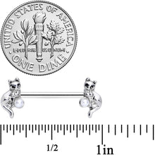 Load image into Gallery viewer, 14G 9/16 Steel Ball Cat Barbell Nipple Ring Set