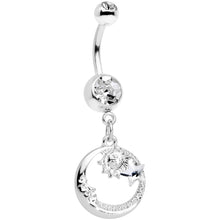 Load image into Gallery viewer, Clear Gem Sun Moon Star Dangle Belly Ring