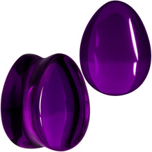 Load image into Gallery viewer, Solid Purple Glass Teardrop Plug Set
