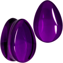 Load image into Gallery viewer, Solid Purple Glass Teardrop Plug Set