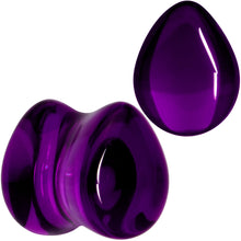 Load image into Gallery viewer, Solid Purple Glass Teardrop Plug Set