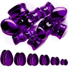 Load image into Gallery viewer, Solid Purple Glass Teardrop Plug Set
