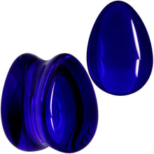 Load image into Gallery viewer, Solid Blue Glass Teardrop Plug Set