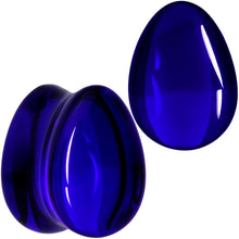 Load image into Gallery viewer, Solid Blue Glass Teardrop Plug Set
