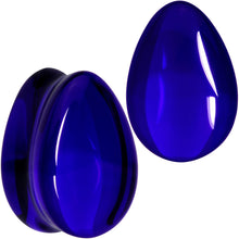 Load image into Gallery viewer, Solid Blue Glass Teardrop Plug Set