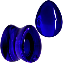 Load image into Gallery viewer, Solid Blue Glass Teardrop Plug Set