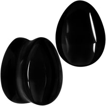 Load image into Gallery viewer, Solid Black Glass Teardrop Plug Set