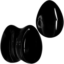 Load image into Gallery viewer, Solid Black Glass Teardrop Plug Set