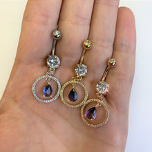 Load image into Gallery viewer, Blue Flower Tea Time Coffee Pot Belly Ring