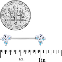 Load image into Gallery viewer, 14G 9/16 Clear Gem White Ghost Halloween Barbell Nipple Ring Set