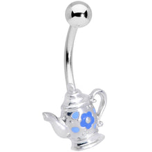 Load image into Gallery viewer, Blue Flower Tea Time Coffee Pot Belly Ring