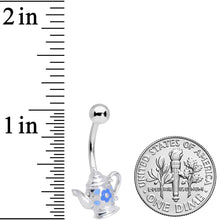 Load image into Gallery viewer, Blue Flower Tea Time Coffee Pot Belly Ring