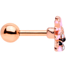 Load image into Gallery viewer, 16G 1/4 Clear Gem Rose Gold Tone Flower Bee Cartilage Tragus