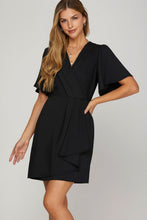 Load image into Gallery viewer, New Ruffled Surplice Short Flutter Sleeve Mini Dress For Women – Elegant, Playful and Feminine Surplice Mini Dress with Flutter Sleeves