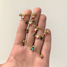 Load image into Gallery viewer, 14G Green Gem Gold Tone Regal Drop Industrial Barbell 38mm