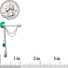 Load image into Gallery viewer, 14G 9/16 Clear Green Gem Moon Trio Dangle Barbell Nipple Ring Set
