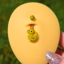 Load image into Gallery viewer, Sydney Belle Girlfriend Collection Yellow Pink CZ Gem Rubber Duck Ducky Belly Ring