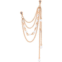 Load image into Gallery viewer, 16G 1/4 Clear Gem Rose Gold Hue Dangle Cartilage Chain Earring