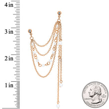 Load image into Gallery viewer, 16G 1/4 Clear Gem Rose Gold Hue Dangle Cartilage Chain Earring