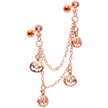 Load image into Gallery viewer, 16G 1/4 Clear Gem Rose Gold Tone Pumpkin Cartilage Chain Earring