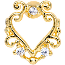 Load image into Gallery viewer, 16G 1/4 Clear CZ Gem Gold Tone Fancy Heart Cartilage Tragus