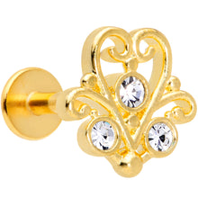 Load image into Gallery viewer, 16G 5/16 Clear CZ Gem Gold Tone Fancy Heart Labret Monroe Tragus