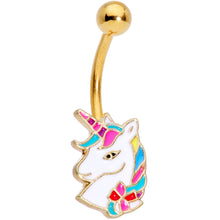 Load image into Gallery viewer, Gold Tone Rainbow Unicorn Belly Ring
