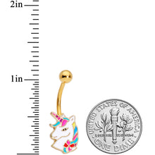 Load image into Gallery viewer, Gold Tone Rainbow Unicorn Belly Ring