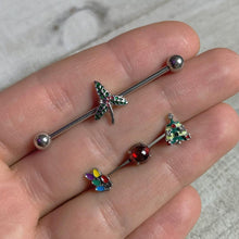 Load image into Gallery viewer, Red CZ Gem Smooth Hemisphere Barbell Tongue Ring