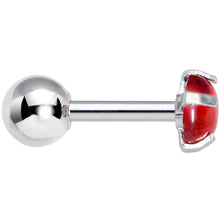 Load image into Gallery viewer, 16G 1/4 Red CZ Gem Smooth Hemisphere Cartilage Tragus Earring