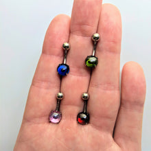 Load image into Gallery viewer, Blue CZ Gem Smooth Hemisphere Belly Ring