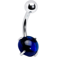 Load image into Gallery viewer, Blue CZ Gem Smooth Hemisphere Belly Ring