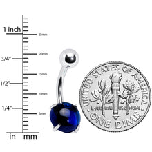 Load image into Gallery viewer, Blue CZ Gem Smooth Hemisphere Belly Ring