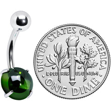 Load image into Gallery viewer, Light Green CZ Gem Smooth Hemisphere Belly Ring