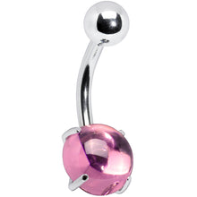Load image into Gallery viewer, Pink CZ Gem Smooth Hemisphere Belly Ring